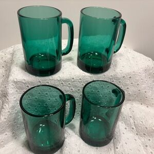 VTG MCM 4 Juniper Green Libbeys Cups/Mugs 8oz Transparent 1960-70 Retro collect